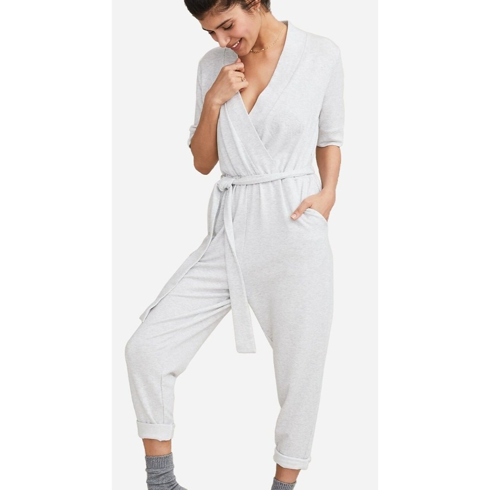 HATCH Nurse-to-Errands Womens 0 Oatmeal Tencel Nursing Maternity Jumpsuit Belted - Picture 2 of 12